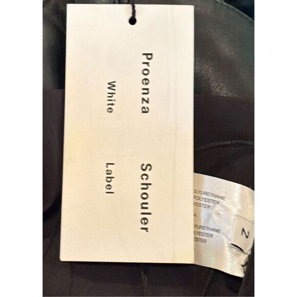 PROENZA SCHOULER Pleated Drop Waist Faux Leather Dress in Black NWT Size 2 - Picture 7 of 9